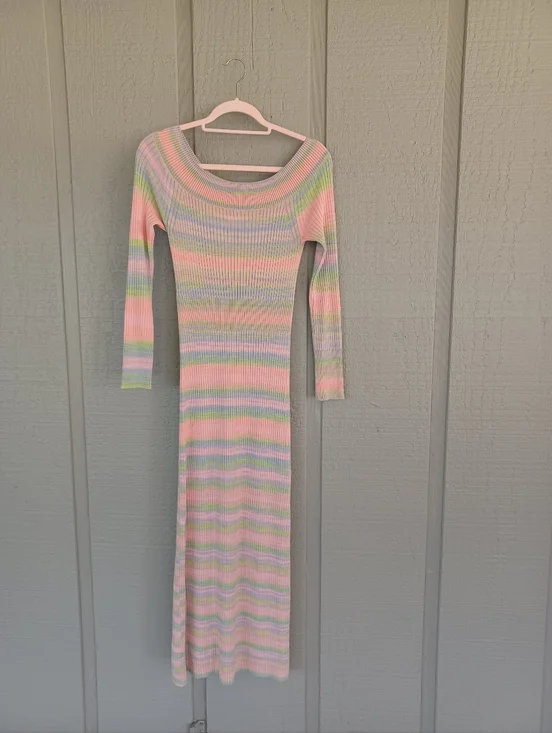 Anthropologie Daily Practice Sweater Midi Dress Size XS Preppy Slit Stretch - Picture 2 of 11